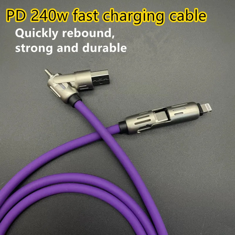 240W 4-in-1 Functional Fast Charger - USB Type C Cable For iPhone