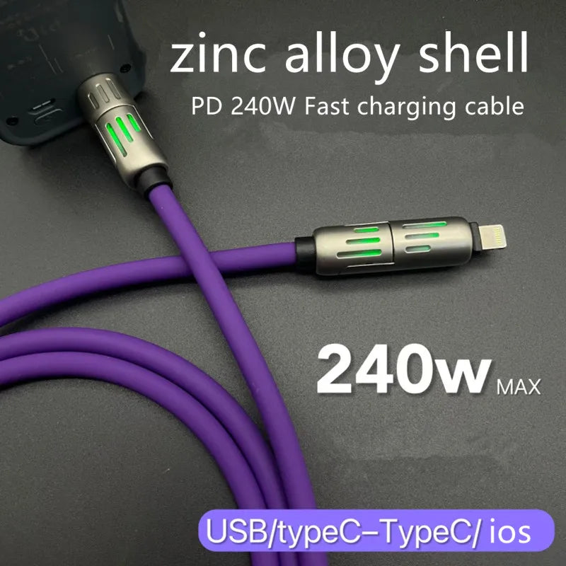 240W 4-in-1 Functional Fast Charger - USB Type C Cable For iPhone